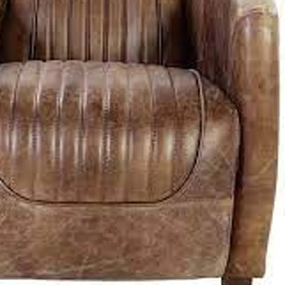29" Brown Faux Leather Distressed Barrel Chair Homeroots Living Room