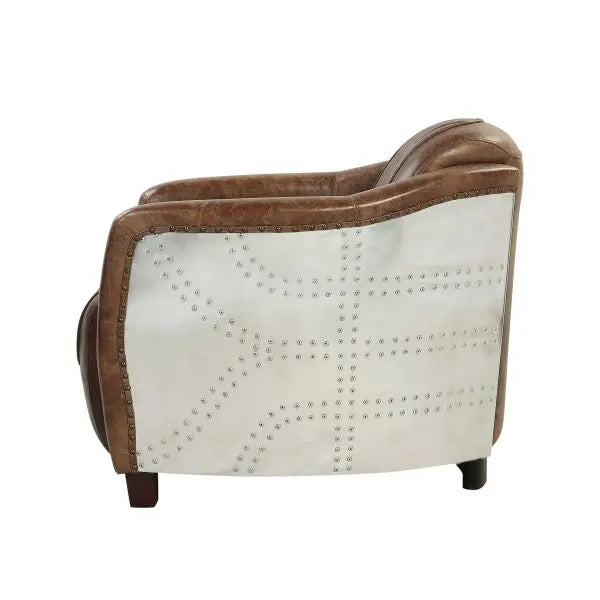 29" Brown Faux Leather Distressed Barrel Chair Homeroots Living Room