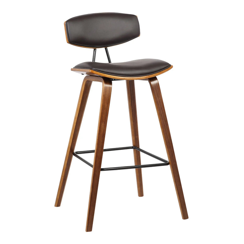 29" Brown Faux Leather Low Back Bar Height Bar Chair - GreatEagleInc