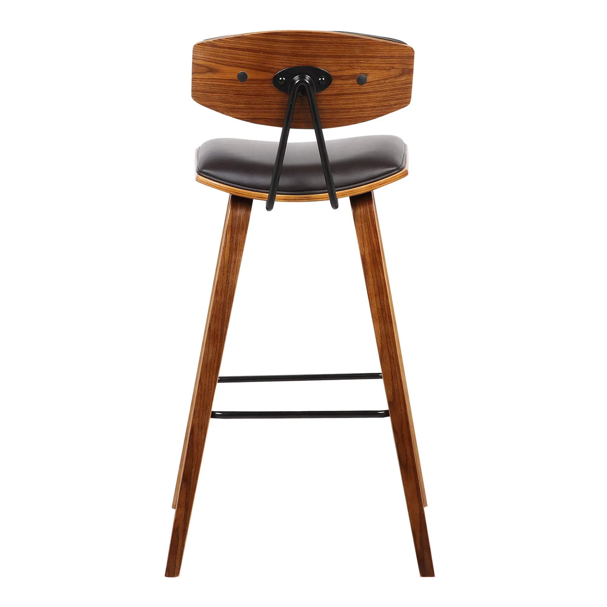 29" Brown Faux Leather Low Back Bar Height Bar Chair - GreatEagleInc