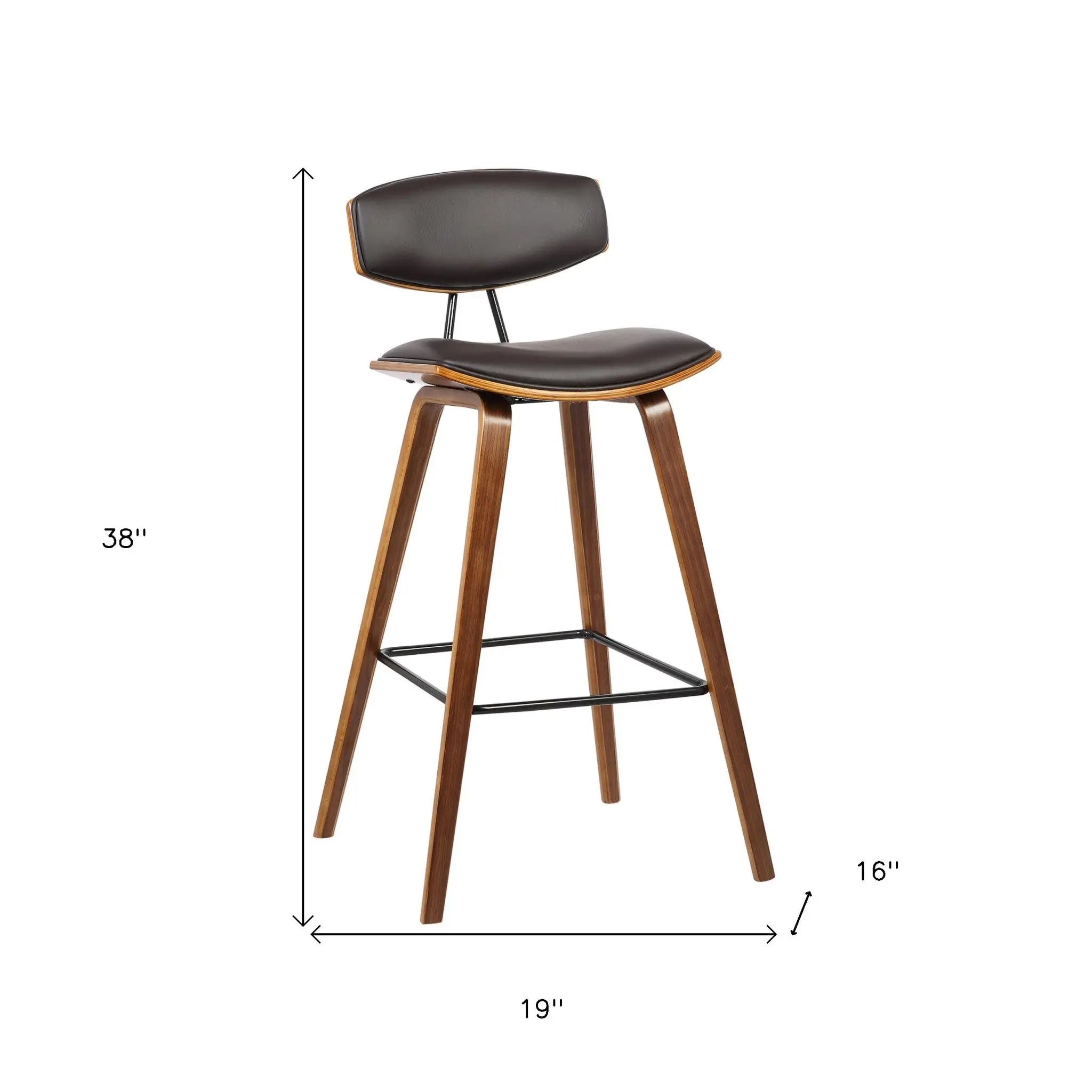29" Brown Faux Leather Low Back Bar Height Bar Chair - GreatEagleInc