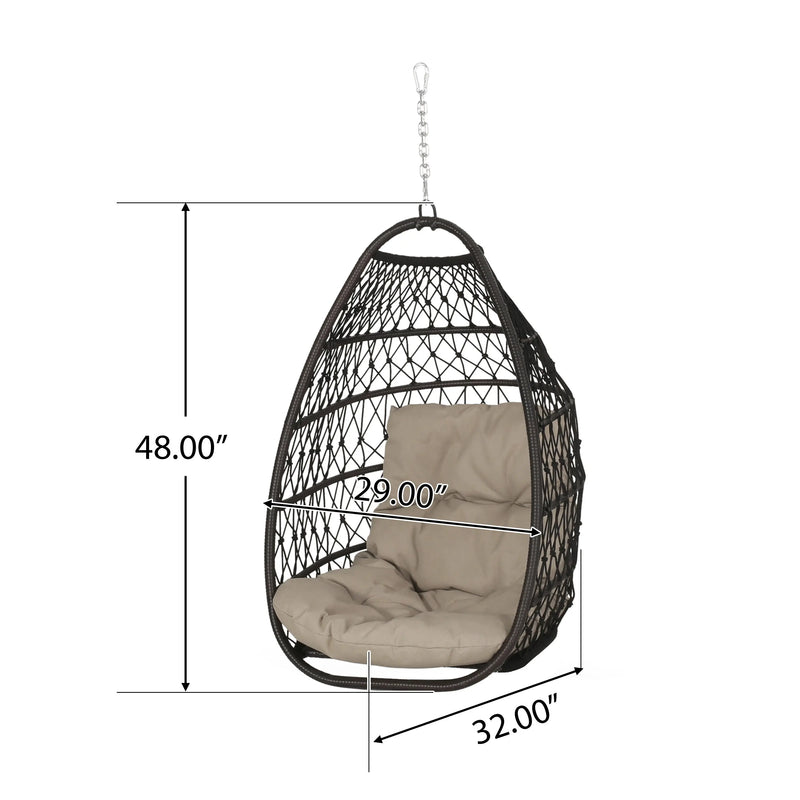 29" Brown Metal Outdoor Egg Chair with Brown Cushion Homeroots Outdoor