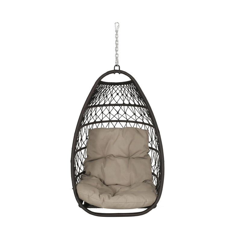 29" Brown Metal Outdoor Egg Chair with Brown Cushion Homeroots Outdoor