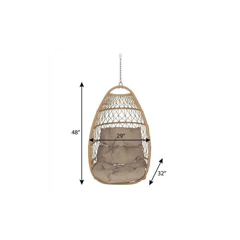 29" Brown Metal Outdoor Egg Chair with Brown Cushion Homeroots Outdoor
