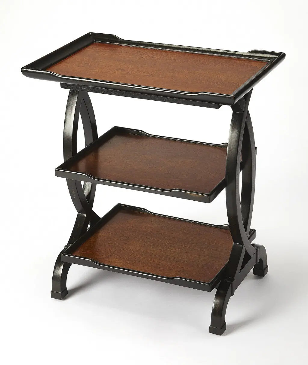 29" Cherry Manufactured Wood Rectangular End Table With Two Shelves Homeroots Living Room
