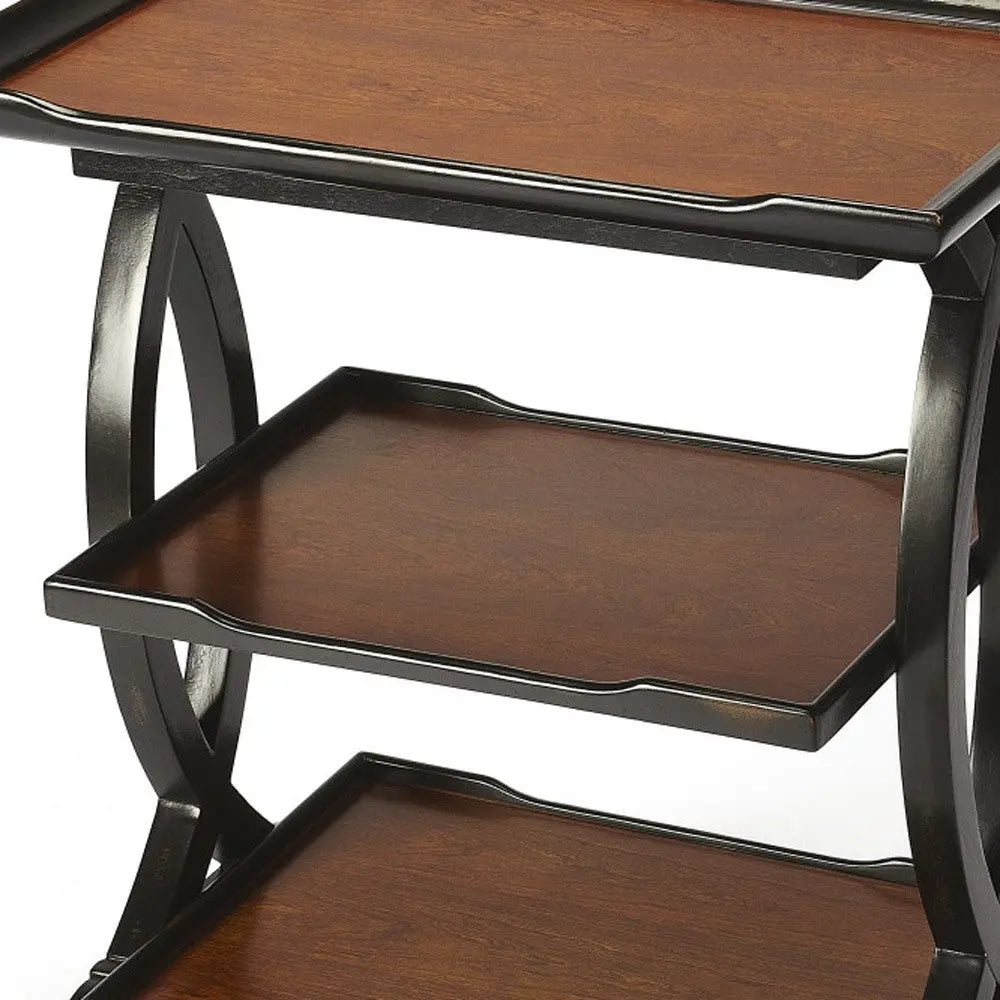 29" Cherry Manufactured Wood Rectangular End Table With Two Shelves Homeroots Living Room