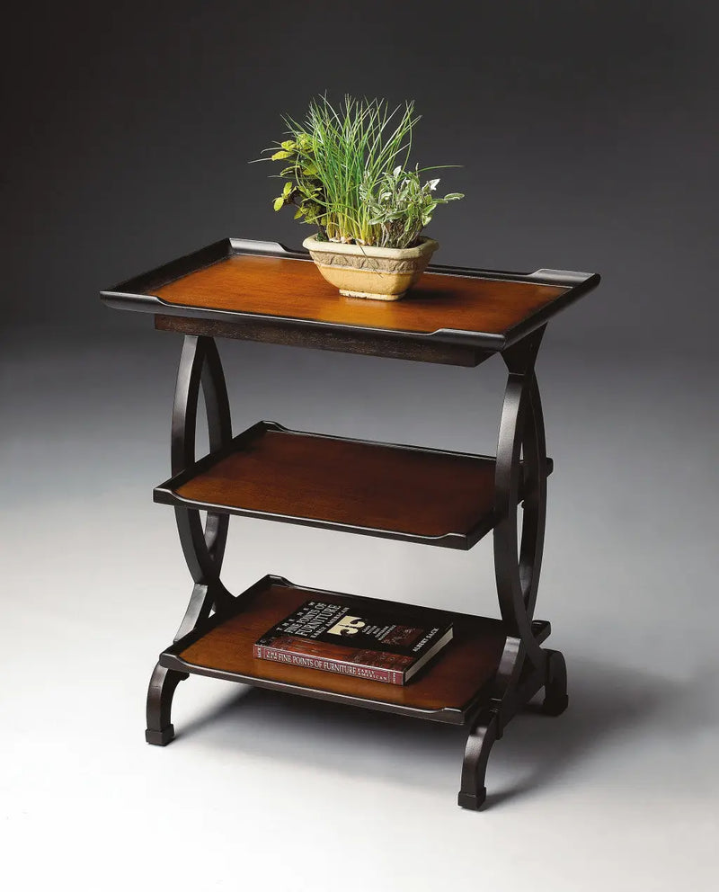 29" Cherry Manufactured Wood Rectangular End Table With Two Shelves Homeroots Living Room