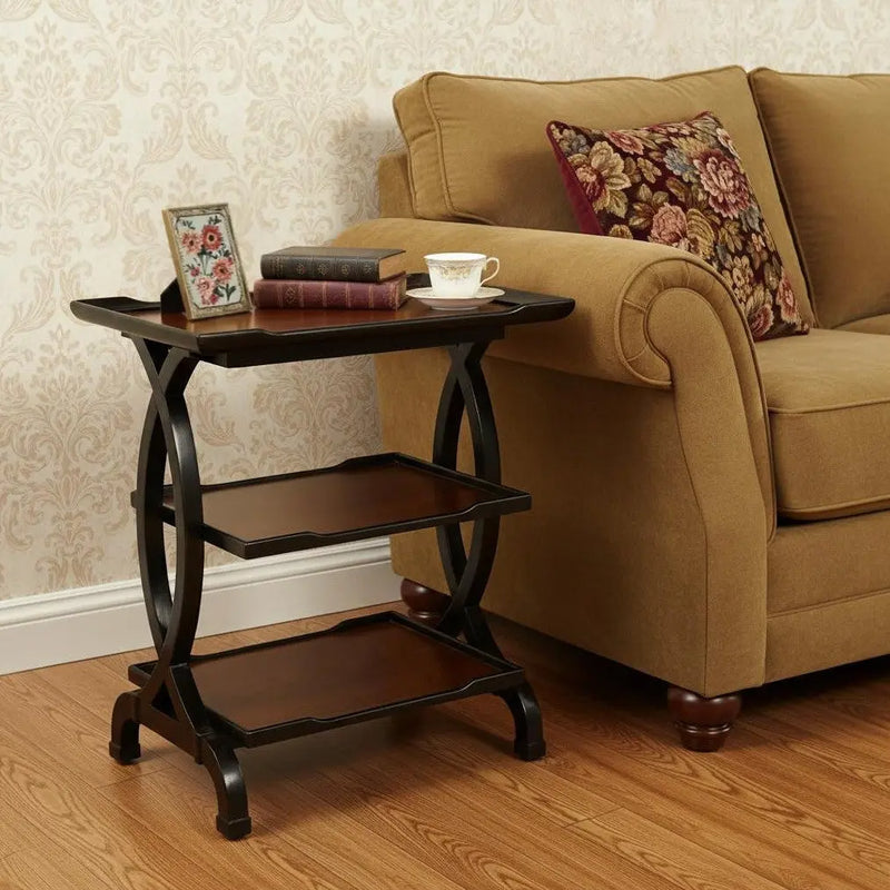 29" Cherry Manufactured Wood Rectangular End Table With Two Shelves Homeroots Living Room