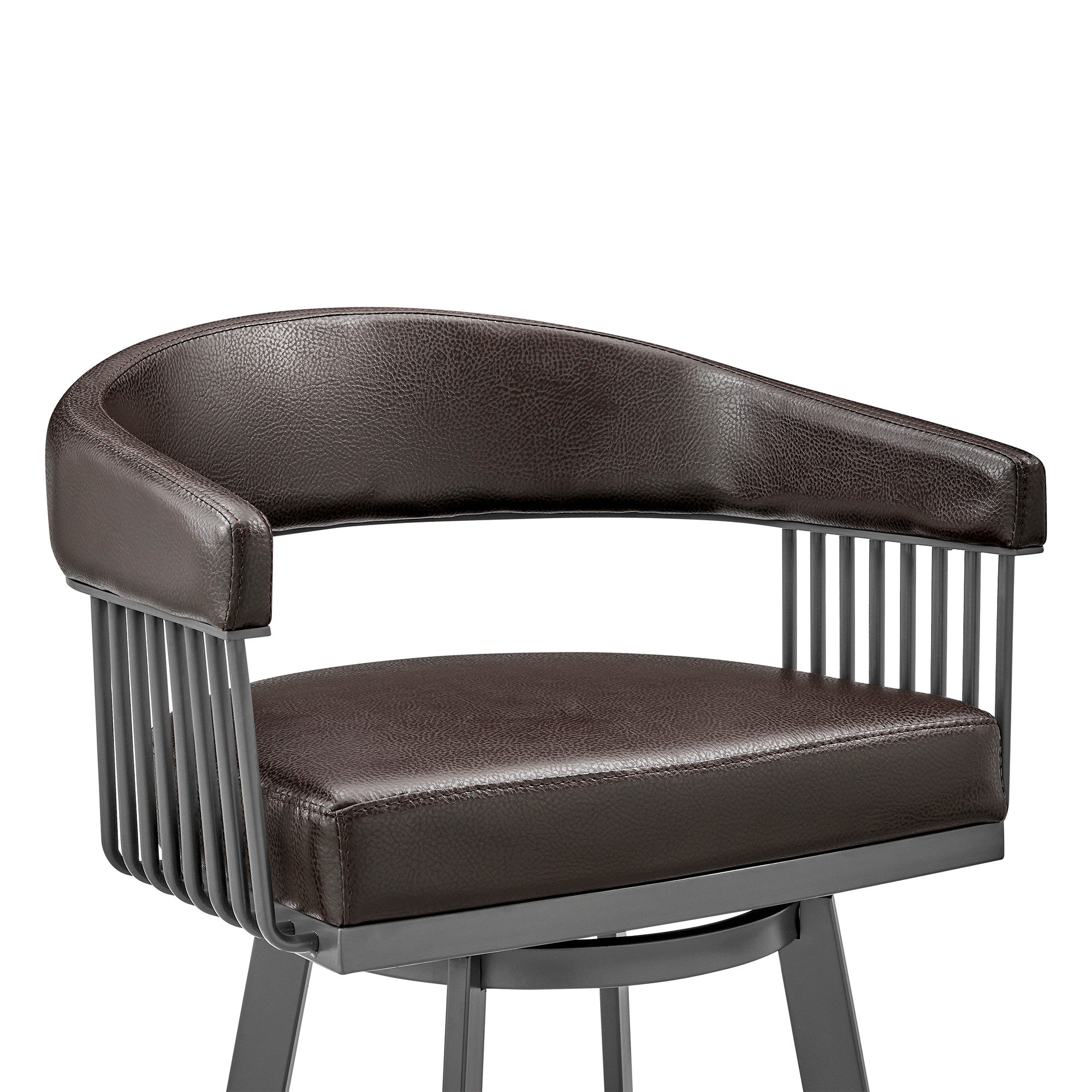 29" Chocolate And Gray Iron Swivel Low Back Bar Height Bar Chair - GreatEagleInc