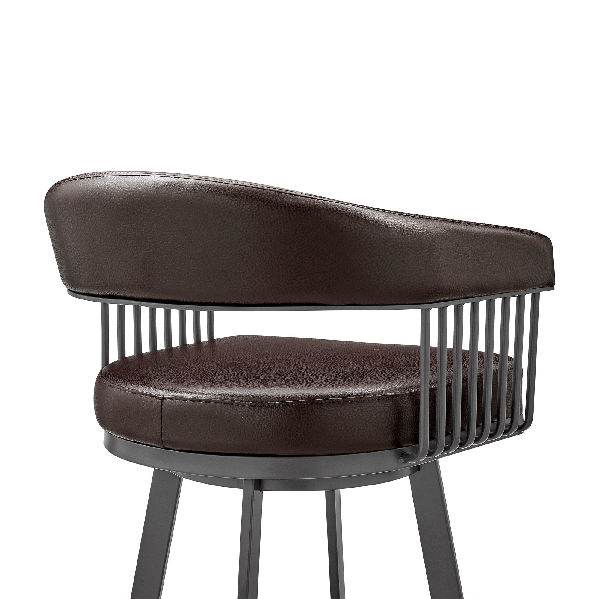 29" Chocolate And Gray Iron Swivel Low Back Bar Height Bar Chair - GreatEagleInc