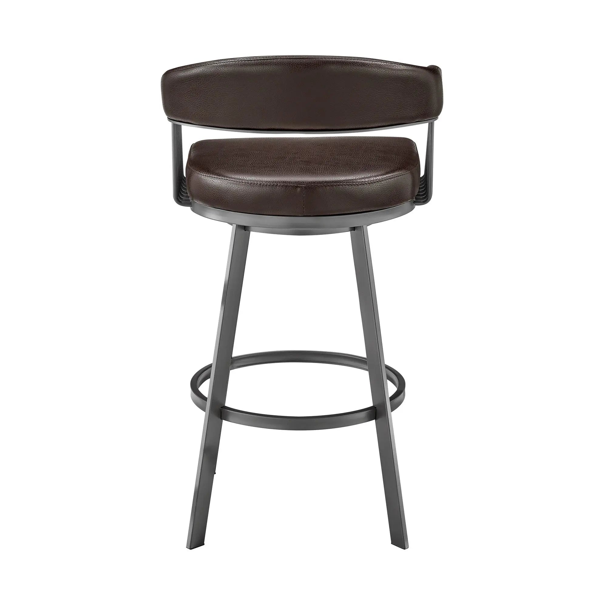 29" Chocolate And Gray Iron Swivel Low Back Bar Height Bar Chair - GreatEagleInc