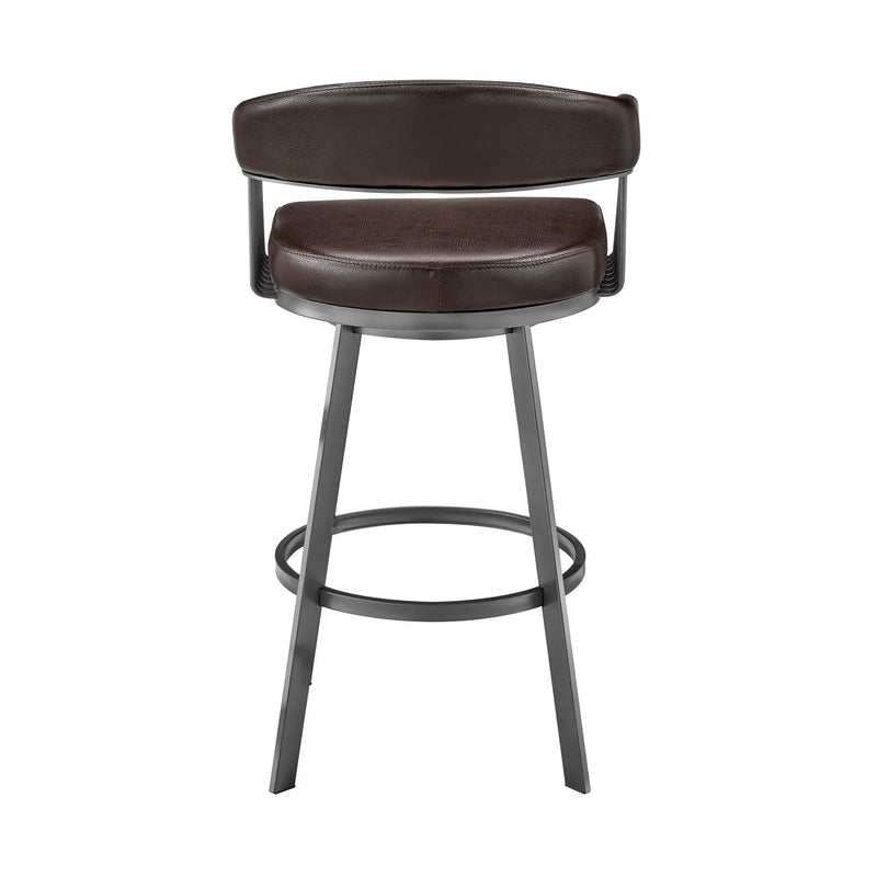 29" Chocolate And Gray Iron Swivel Low Back Bar Height Bar Chair - GreatEagleInc