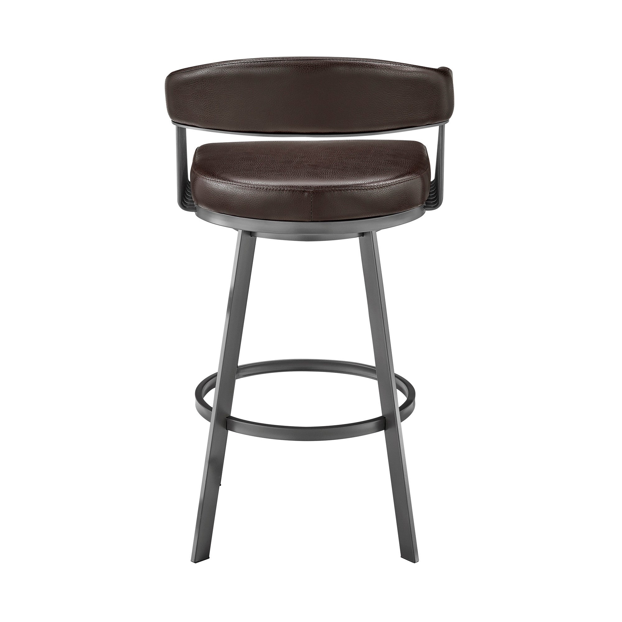 29" Chocolate And Gray Iron Swivel Low Back Bar Height Bar Chair - GreatEagleInc