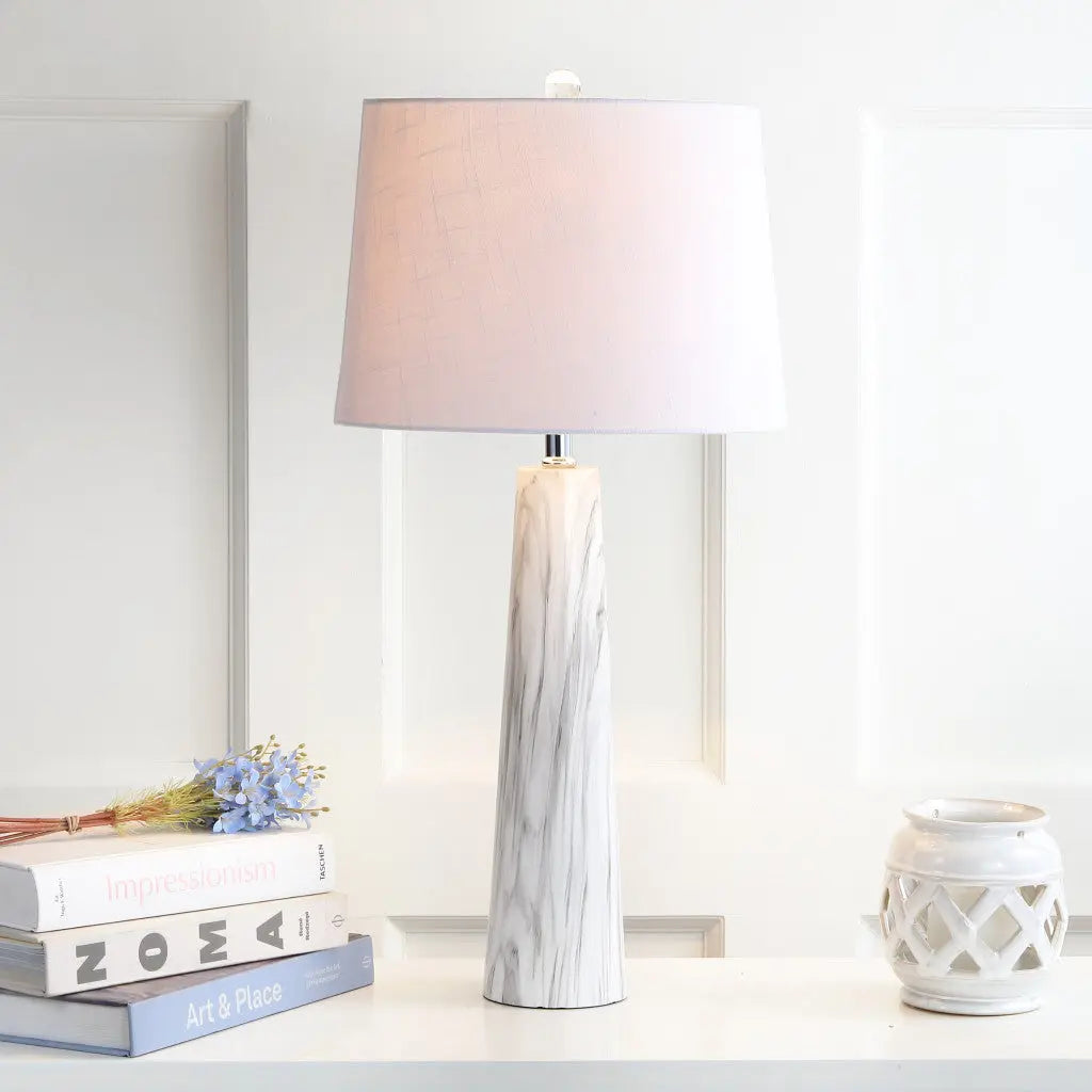 29" Clear Novelty Table Lamp With Drum Shade Homeroots Lighting