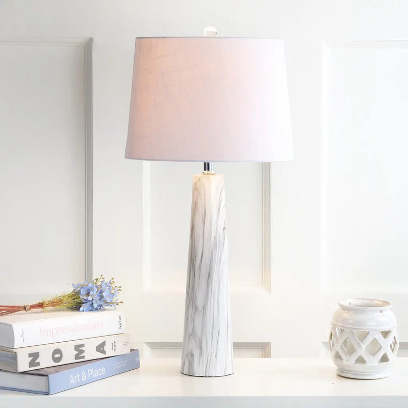 29" Clear Novelty Table Lamp With Drum Shade Homeroots Lighting