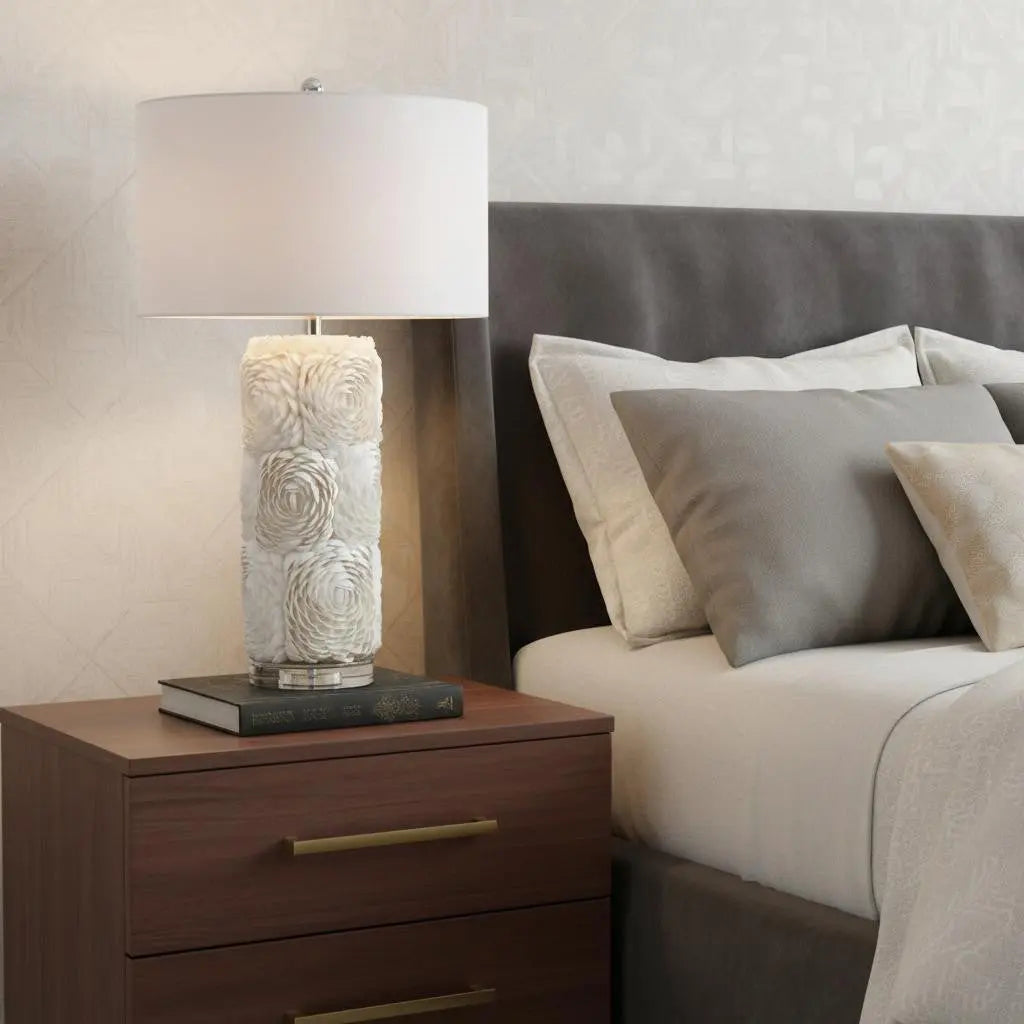 29" Clear Novelty Table Lamp With Drum Shade Homeroots Lighting