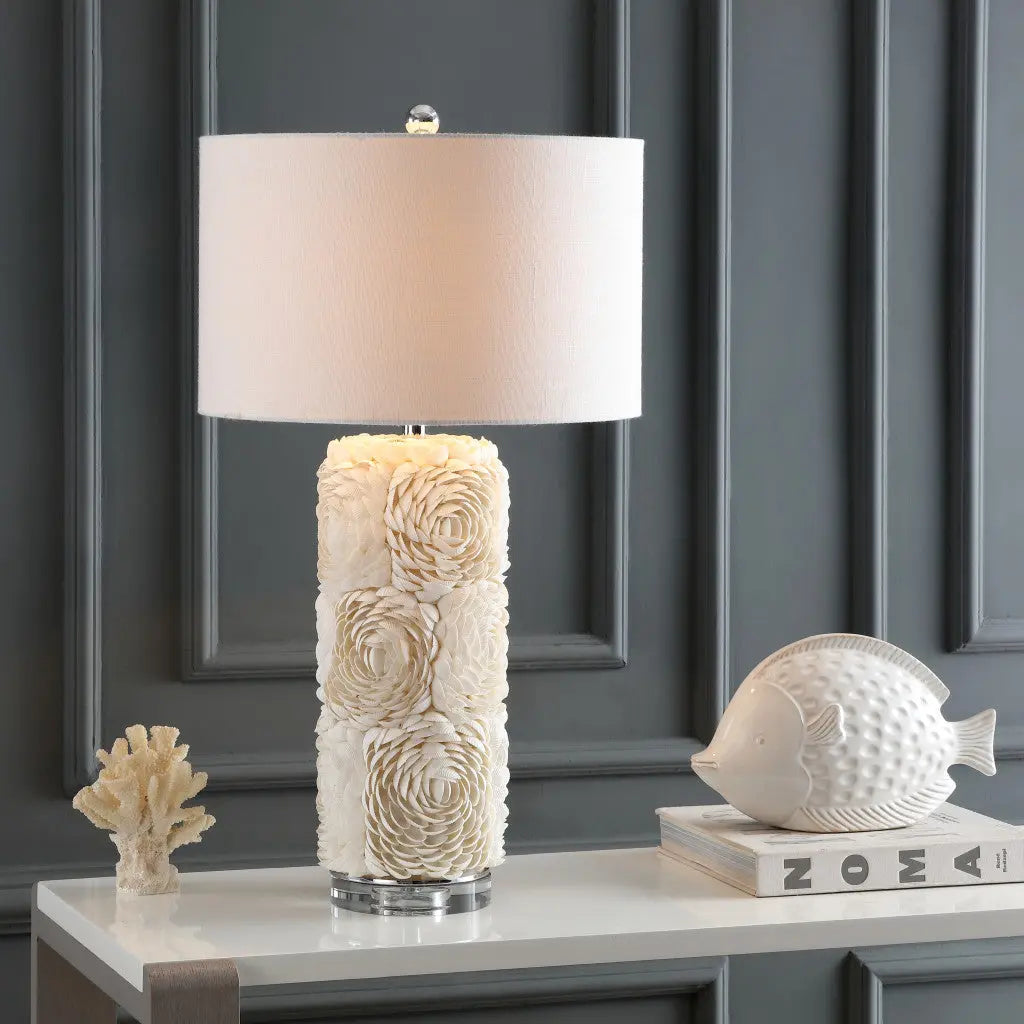 29" Clear Novelty Table Lamp With Drum Shade Homeroots Lighting