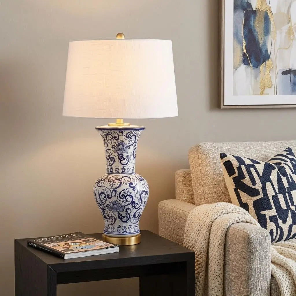 29" Gold Novelty Table Lamp LED With Drum Shade Homeroots Lighting