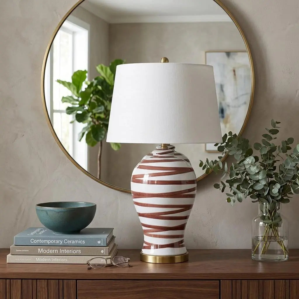 29" Gold Novelty Table Lamp With Drum Shade Homeroots Lighting