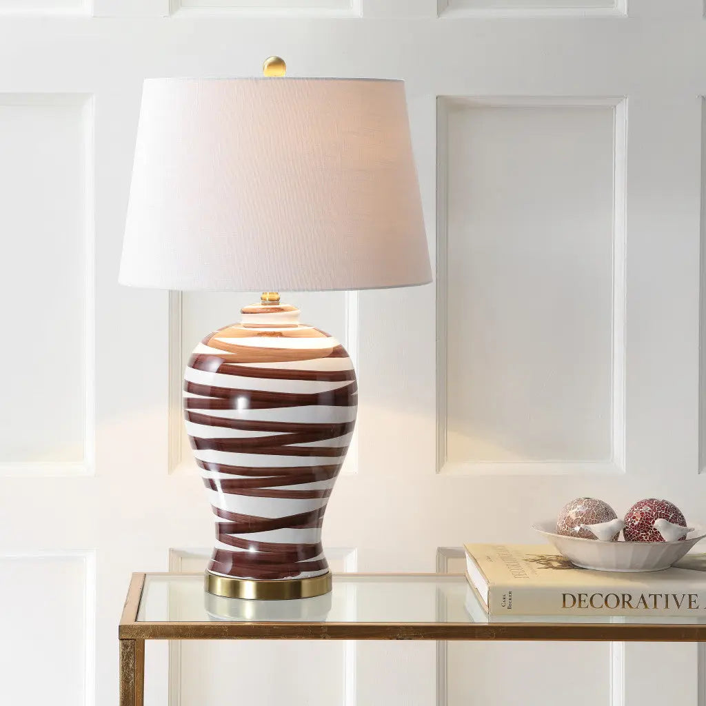 29" Gold Novelty Table Lamp With Drum Shade Homeroots Lighting