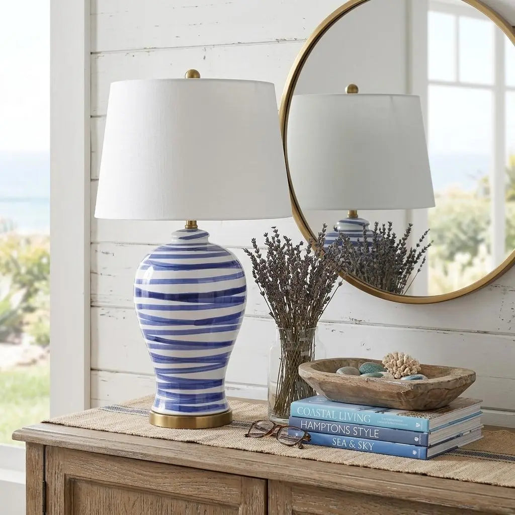 29" Gold Novelty Table Lamp With Drum Shade Homeroots Lighting