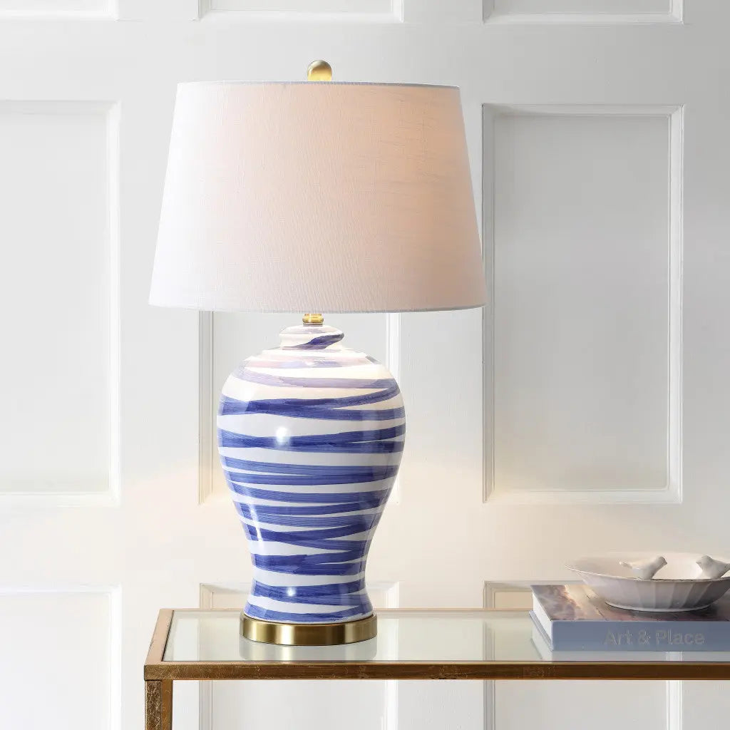 29" Gold Novelty Table Lamp With Drum Shade Homeroots Lighting