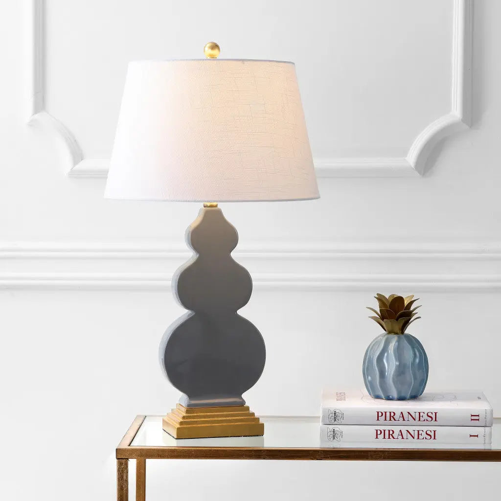 29" Gold Novelty Table Lamp With Drum Shade Homeroots Lighting
