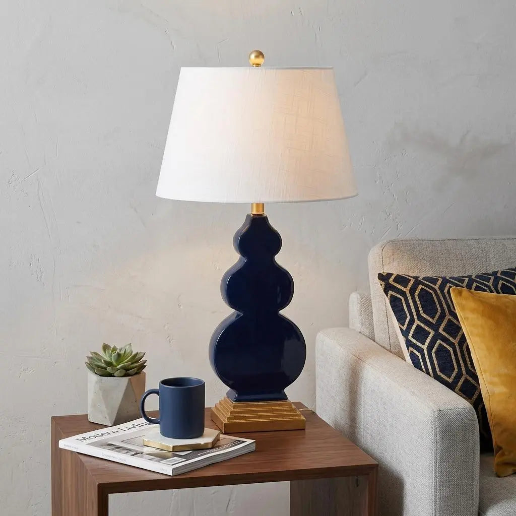 29" Gold Novelty Table Lamp With Drum Shade Homeroots Lighting
