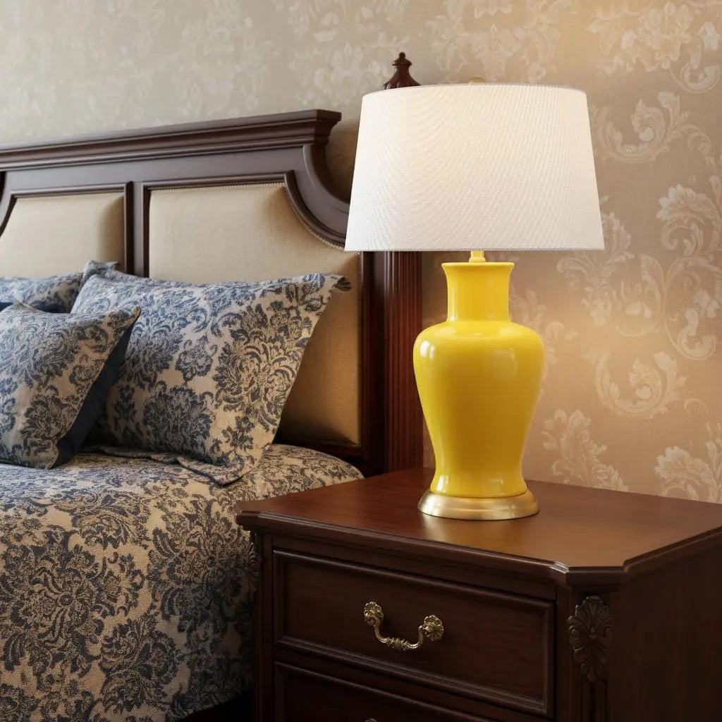 29" Gold Urn Bedside Lamp With Empire Shade Homeroots Lighting