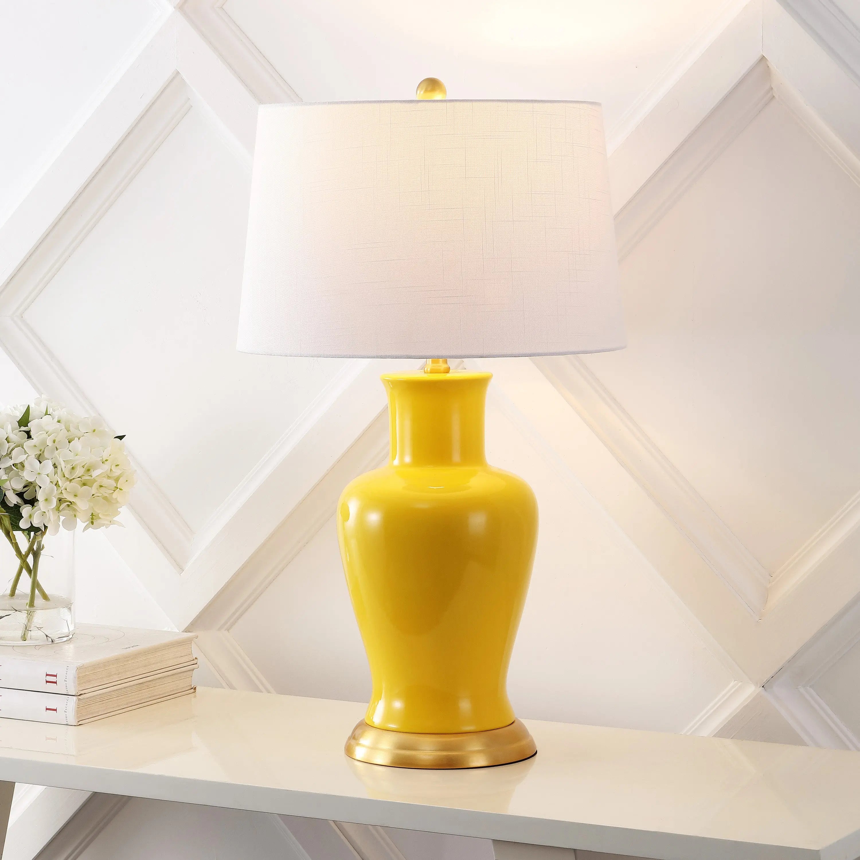 29" Gold Urn Bedside Lamp With Empire Shade Homeroots Lighting