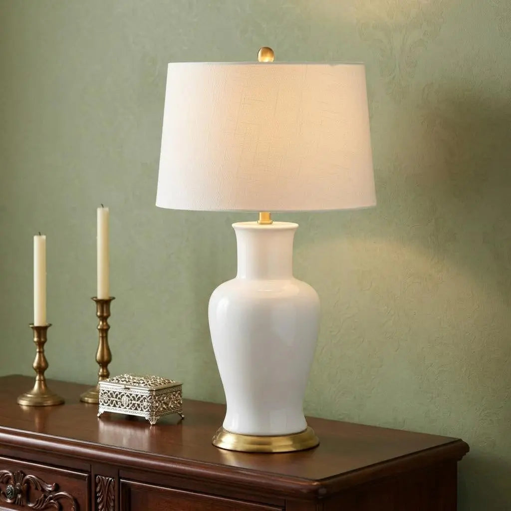29" Gold Urn Table Lamp With Drum Shade Homeroots Lighting