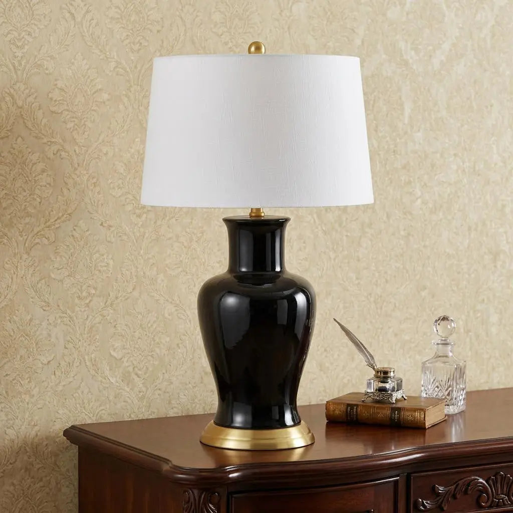 29" Gold Urn Table Lamp With Drum Shade Homeroots Lighting