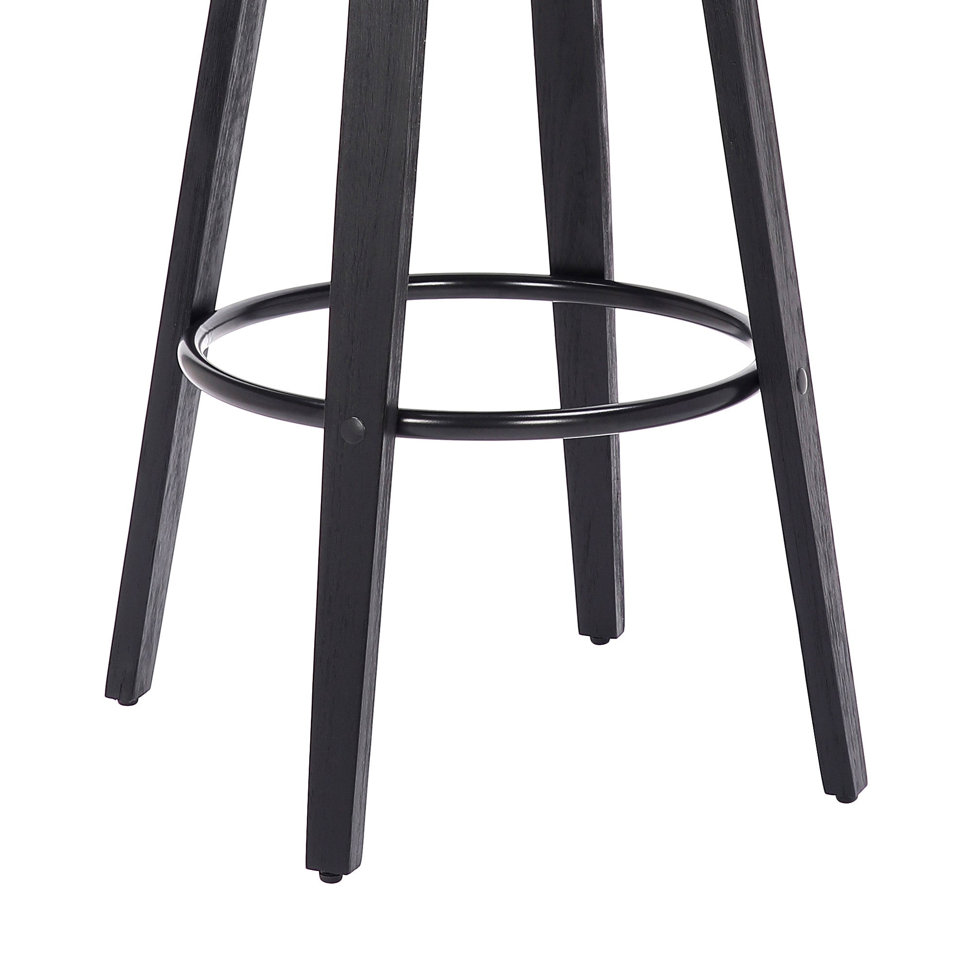 29" Gray And Black Solid Wood Swivel Backless Bar Height Bar Chair - GreatEagleInc