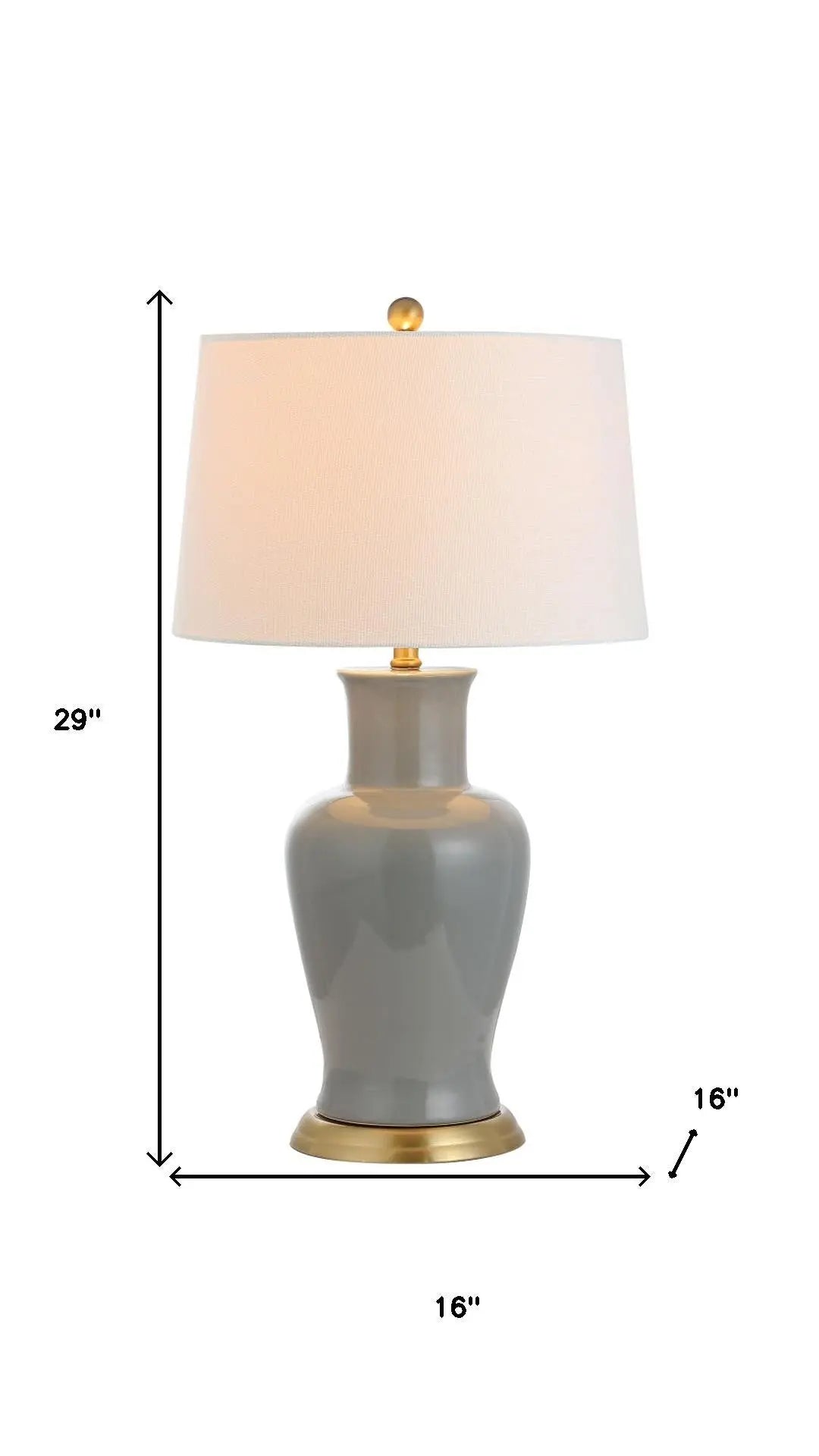 29" Gray And Gold Urn Bedside Lamp With Drum Shade Homeroots Lighting