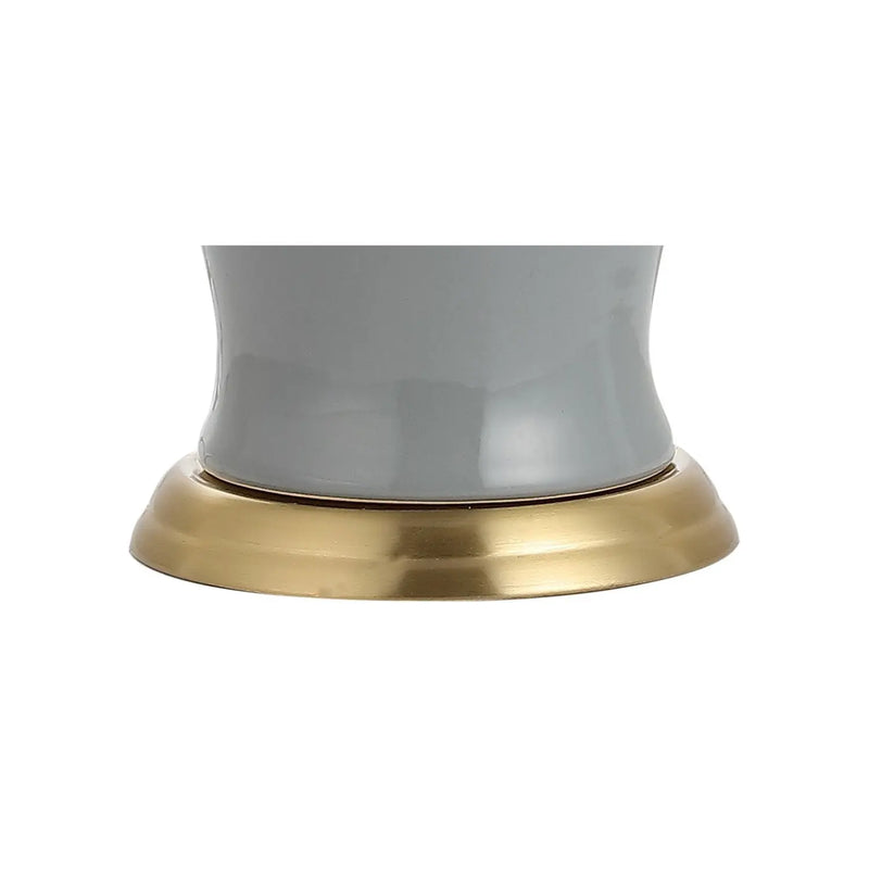 29" Gray And Gold Urn Bedside Lamp With Drum Shade Homeroots Lighting