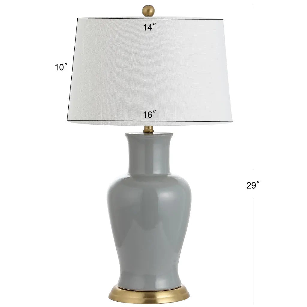 29" Gray And Gold Urn Bedside Lamp With Drum Shade Homeroots Lighting