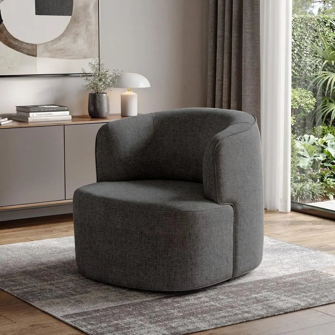 29" Gray Cotton Blend and Metal Lounge Chair Homeroots Living Room