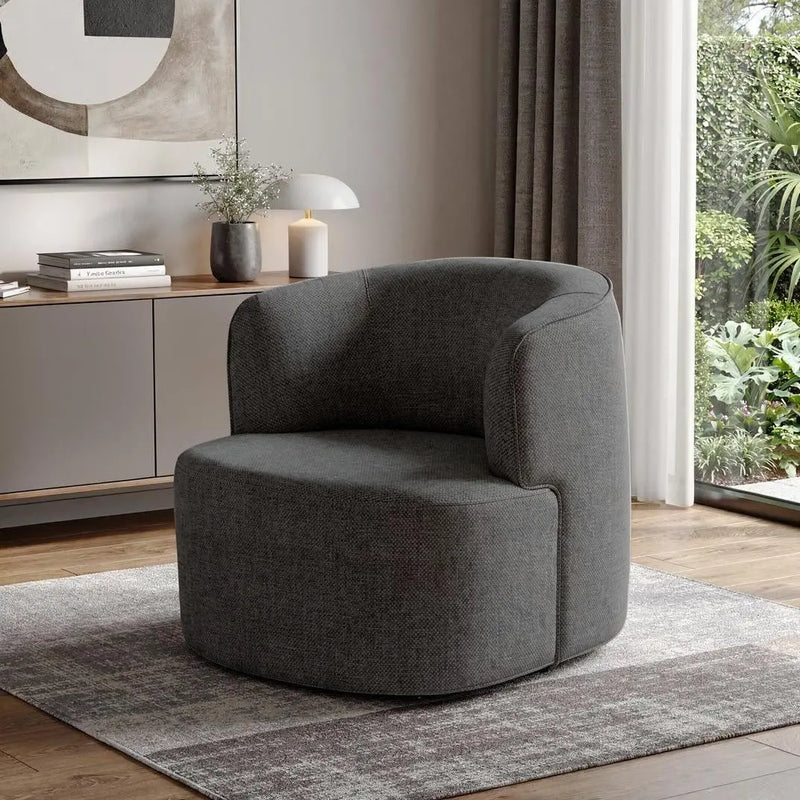 29" Gray Cotton Blend and Metal Lounge Chair Homeroots Living Room