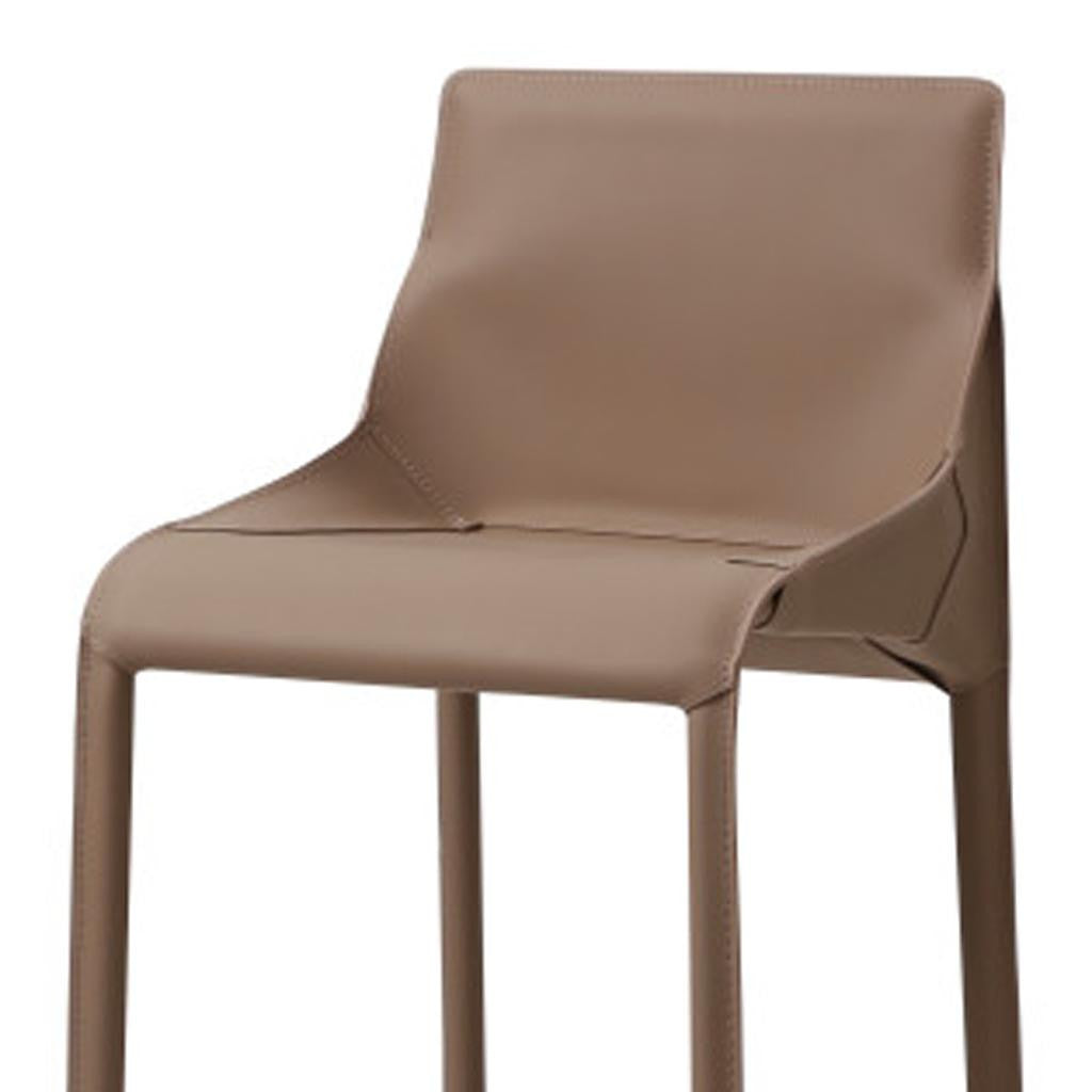 29" Gray Faux Leather Metal and Wood Low Back Bar Height Bar Chair - GreatEagleInc