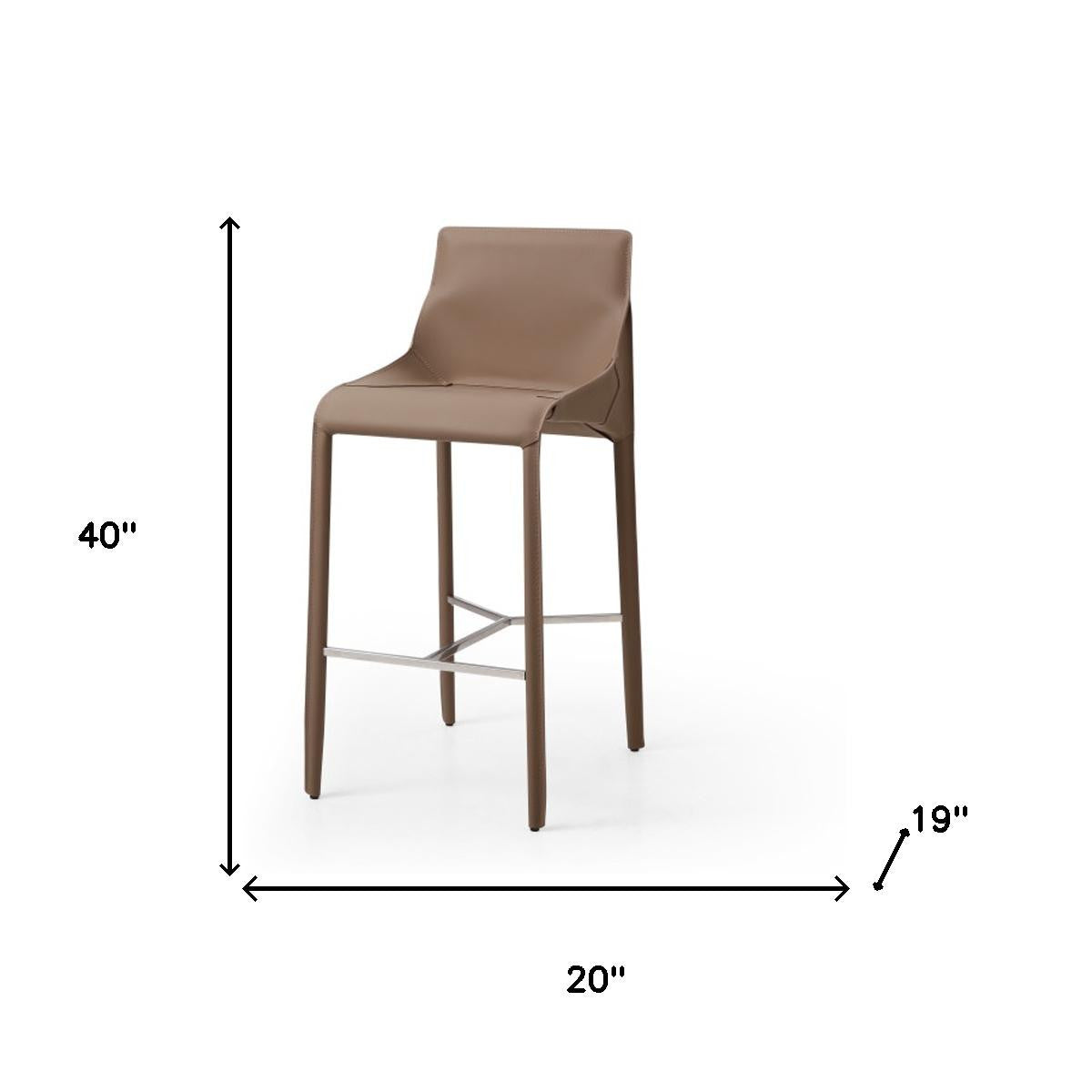 29" Gray Faux Leather Metal and Wood Low Back Bar Height Bar Chair - GreatEagleInc