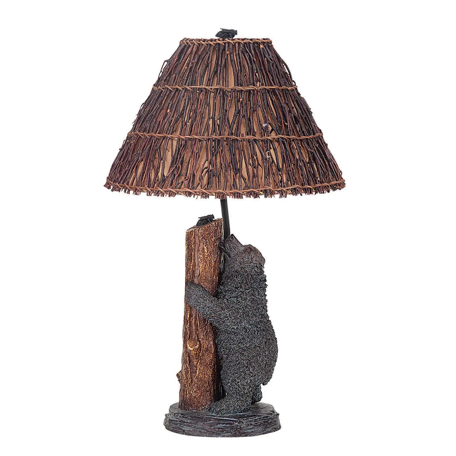 29" Gray Novelty Table Lamp With Brown Empire Shade - GreatEagleInc