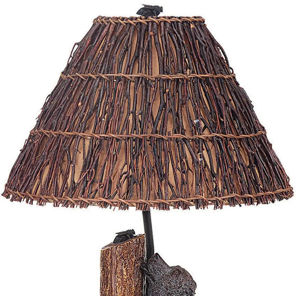 29" Gray Novelty Table Lamp With Brown Empire Shade - GreatEagleInc