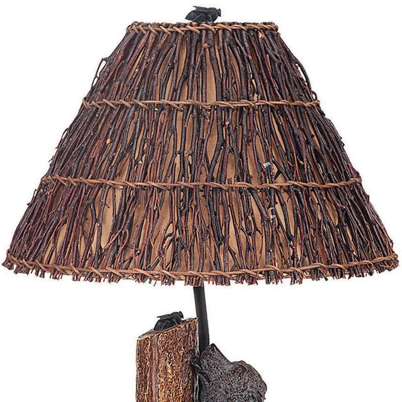 29" Gray Novelty Table Lamp With Brown Empire Shade - GreatEagleInc