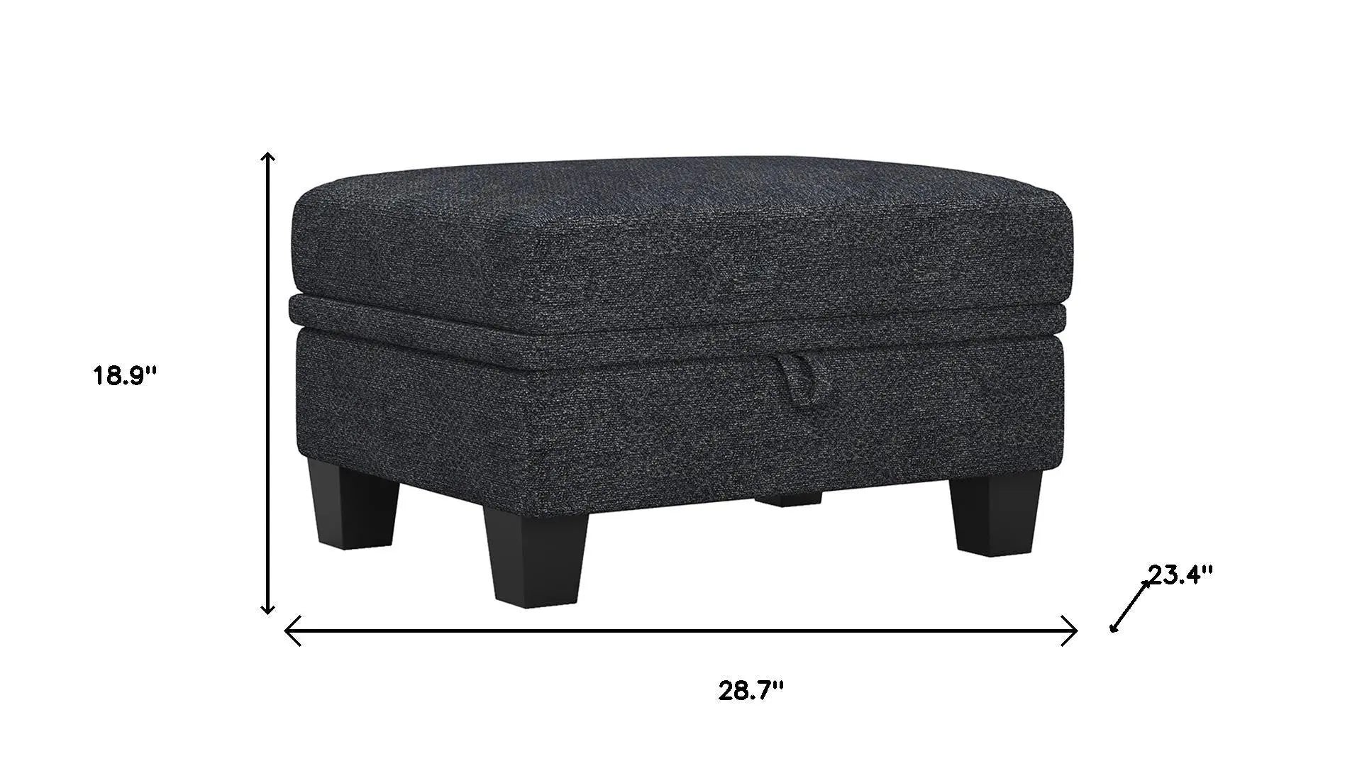 29" Gray and Black Chenille Storage Ottoman Homeroots Living Room