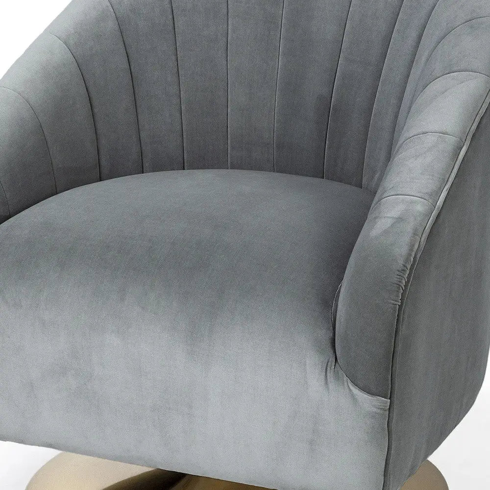 29" Gray and Copper Velvet Lounge Chair - GreatEagleInc