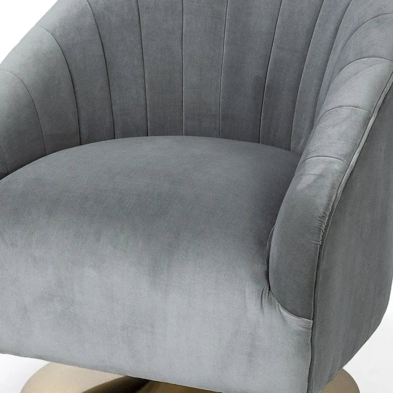 29" Gray and Copper Velvet Lounge Chair - GreatEagleInc