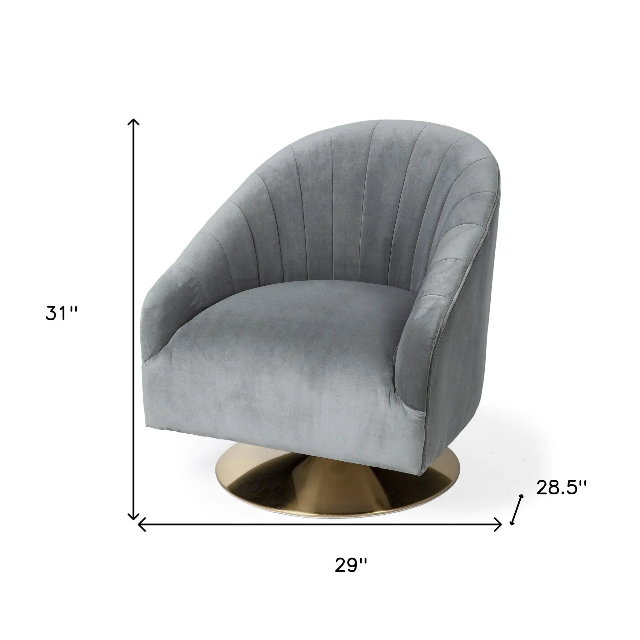 29" Gray and Copper Velvet Lounge Chair - GreatEagleInc