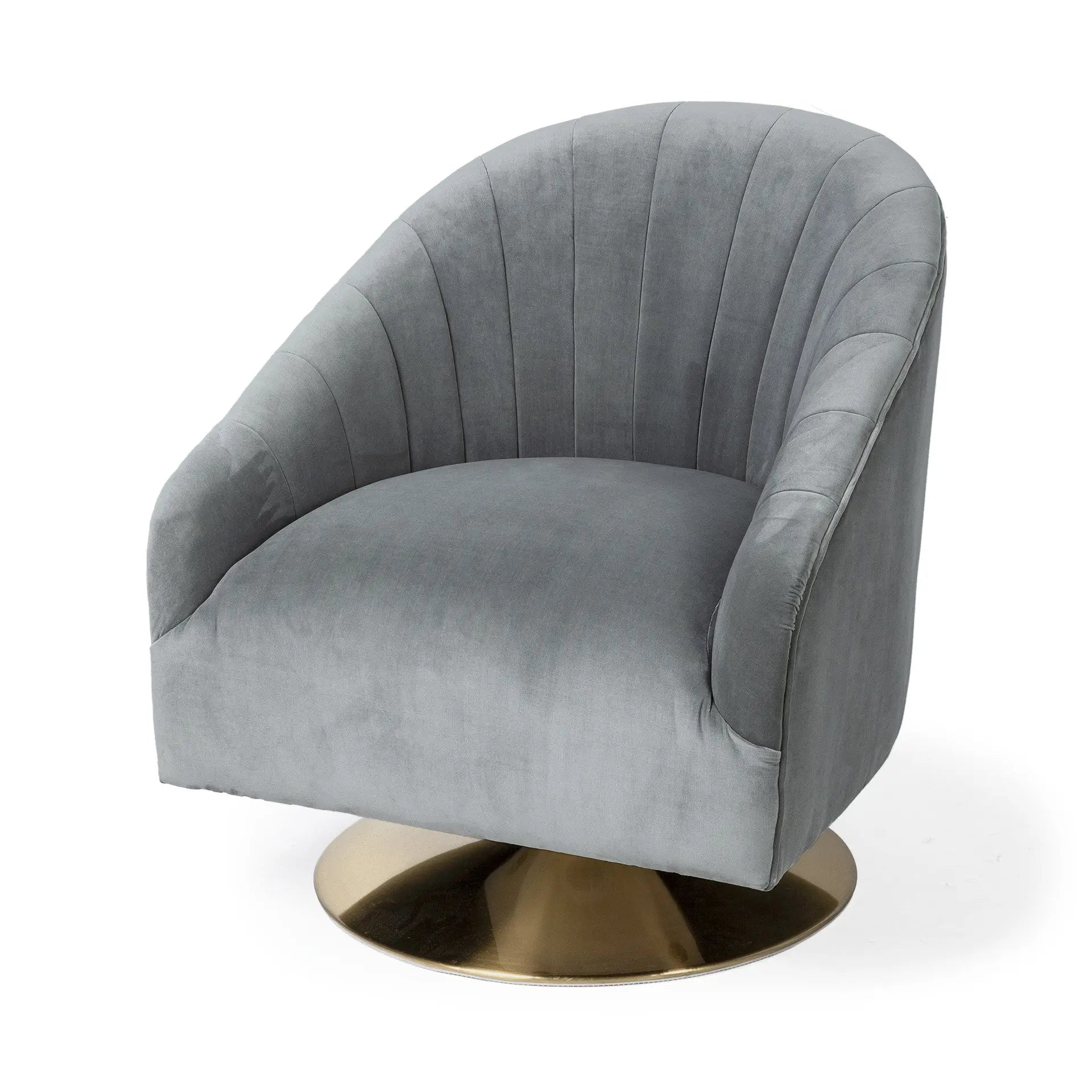 29" Gray and Copper Velvet Lounge Chair - GreatEagleInc