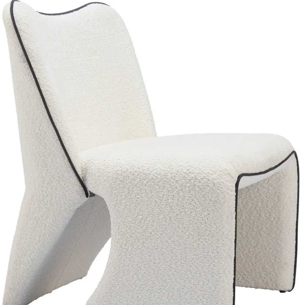 29" Ivory Faux Shearling And Upholstered Side Chair Homeroots Living Room