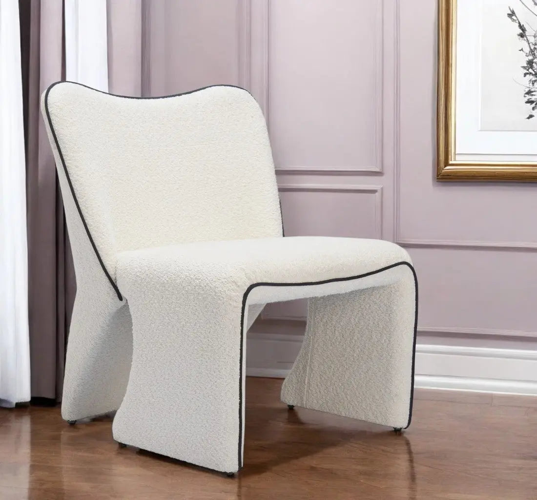 29" Ivory Faux Shearling And Upholstered Side Chair Homeroots Living Room